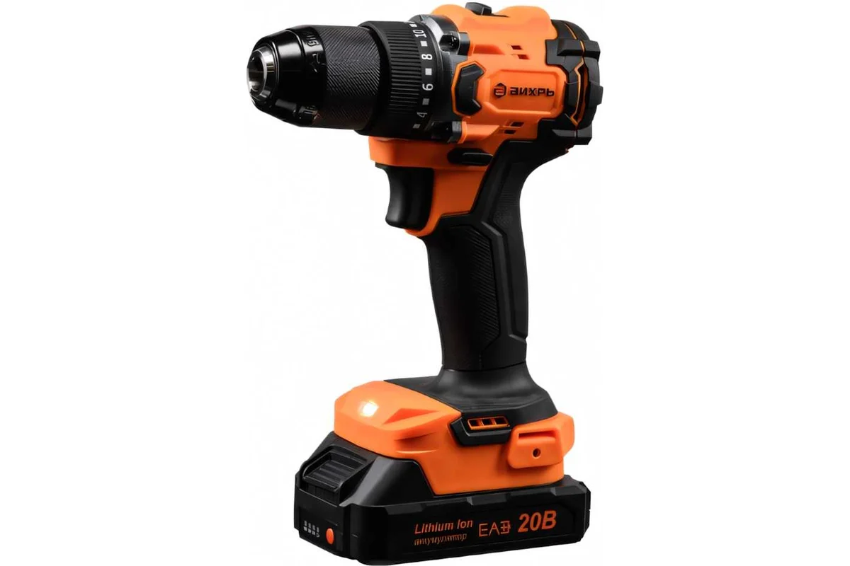 Дрель-шуруповерт аккумуляторная ДА-20Л-2К/БП (2,0 А/ч) (бесщеточный двигатель, 70Нм) Вихрь