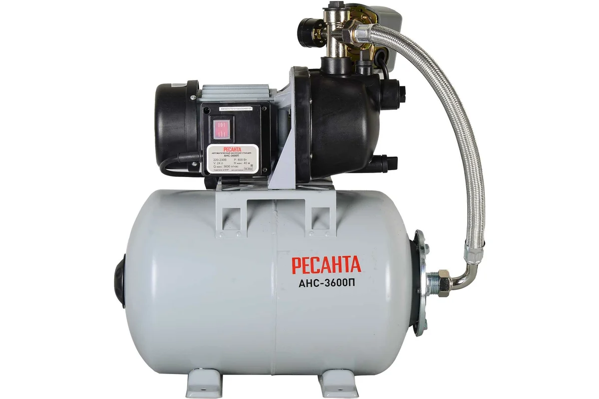 Насосная станция Ресанта АНС-3600П 800Вт, 40м, 60л/мин,гидр-р 24л,гл.всас.9м,1"
