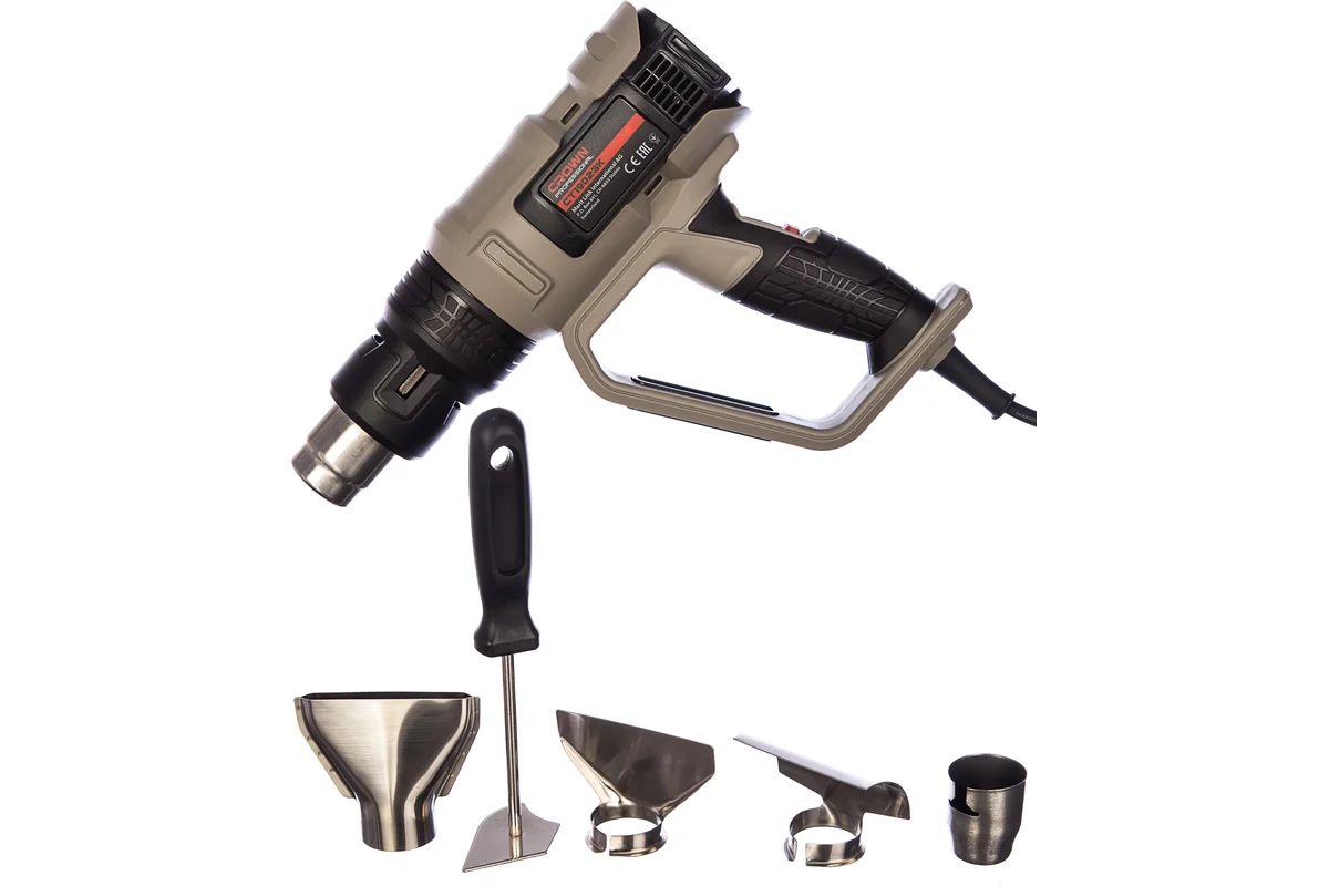 Фен технический CROWN CT19023K, 2000 Вт, 60/550 С, 4 насадки, коробка