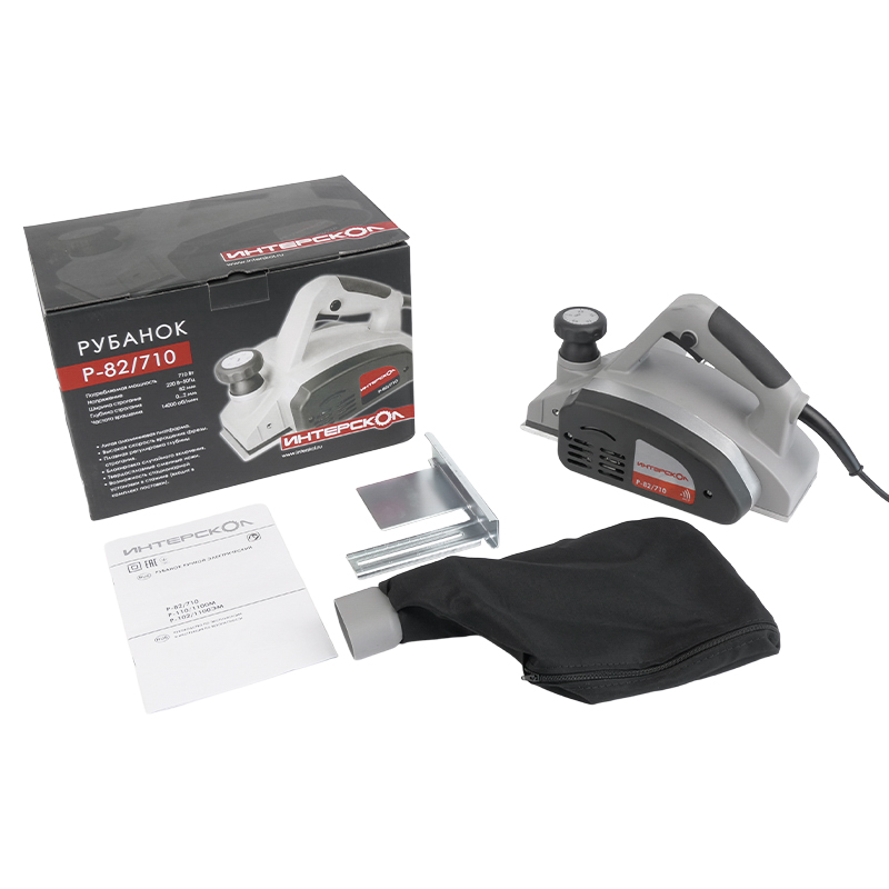 Р-82/710 ИНТЕРСКОЛ  Эл.Рубанок 710 Вт, ножи82мм, гл.строгания 0-2мм, стационарное крепление