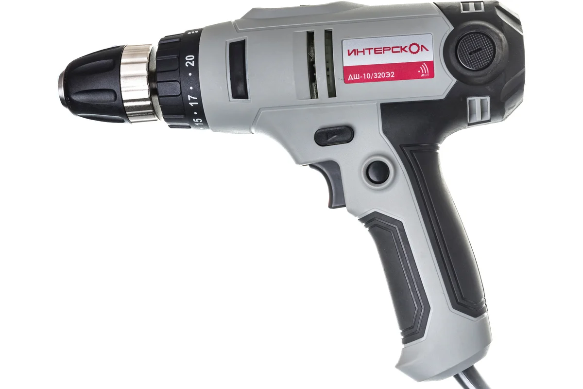 ДШ-10/320Э2 ИНТЕРСКОЛ  Сетевой шуруповерт, 320 Вт, 35 Нм, БЗП 0,8-10 мм, 0-1800об/мин