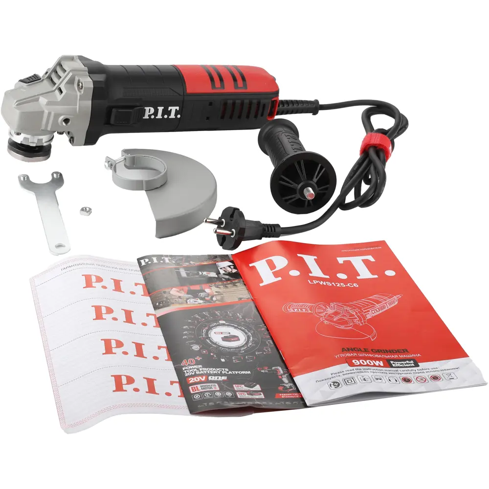 Шлифмашина угловая электрич. P.I.T. LPWS125-C6 (900Вт, 125х22,2мм, рег. скор. 3000-11000об/мин, М14)