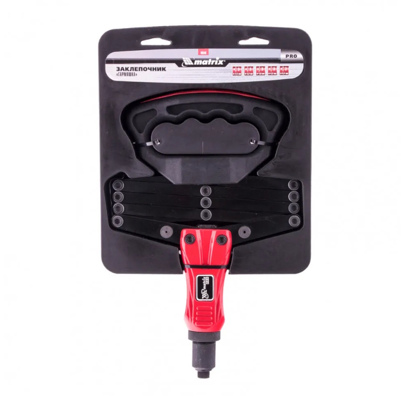 Заклепочник ручной, "Гармошка", усиленный, заклепки 2,4-3,2-4,0-4,8-6,4 мм, PRO// Matrix