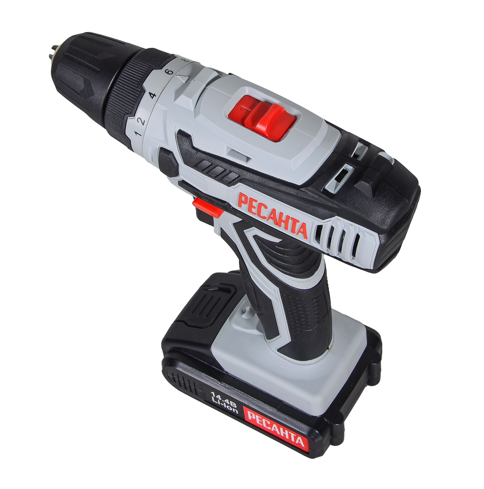 Дрель-шуруповерт аккумуляторная ДА-14-2ЛК Ресанта, 14.4В 2х2,0 Ач Li-ion, 50Нм, БЗП
