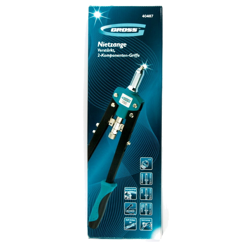 Заклепочник двуручный 420 мм, двухкомпонентные рукоятки, для заклепок 2.4-3.2-4.0-4.8// Gross