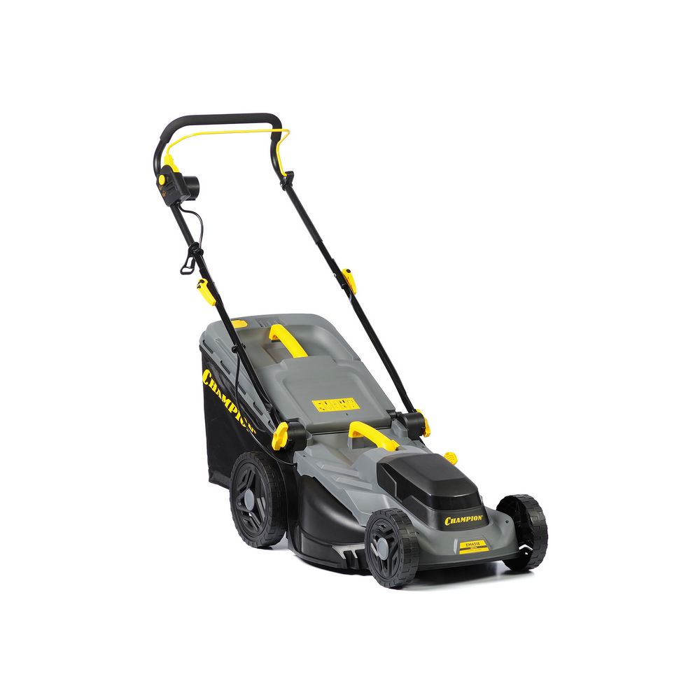 Газонокосилка эл. CHAMPION EM4318 (1,8 кВт пласт.+ткань травосб. 52л ширина 430мм 30-75мм, 12,9кг)