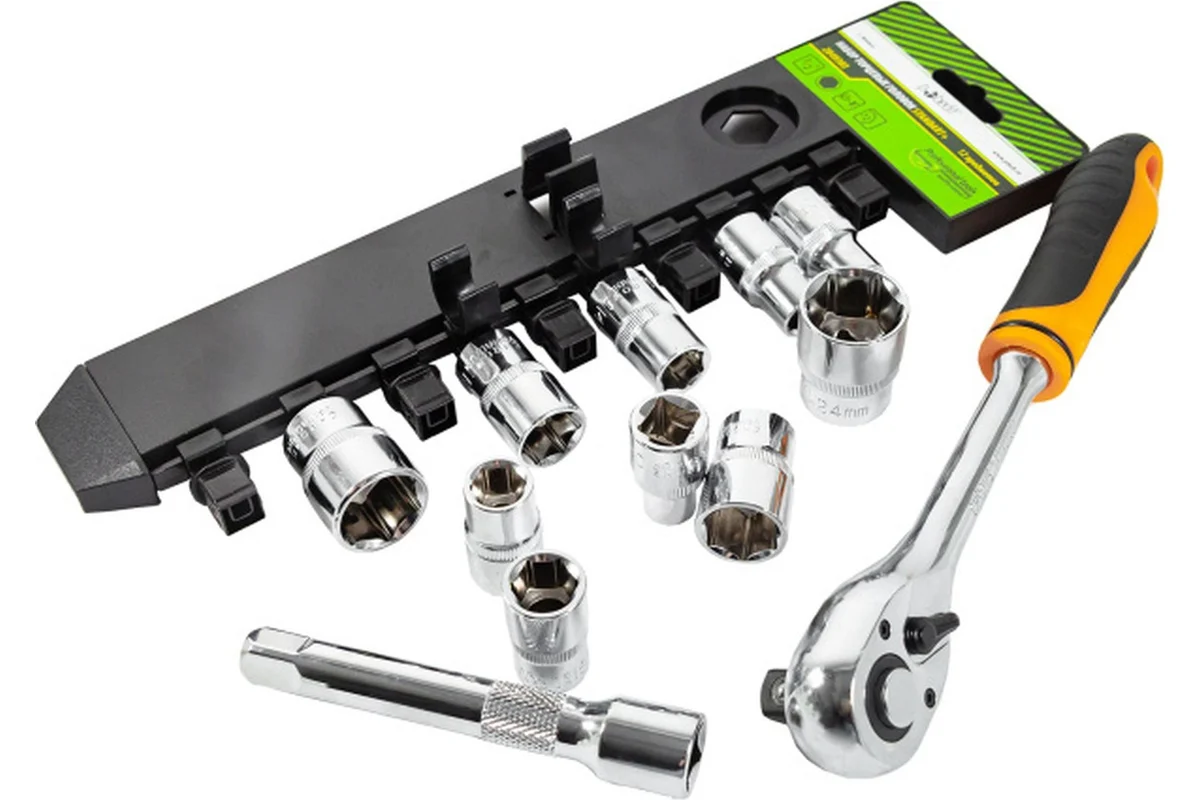 Н-р 1/2 6-гран.торц.головок 12 пред.: 10,11,12,13,14,15,17,19,22,24 мм) с Трещоткой 1/2 (72 зуба), у