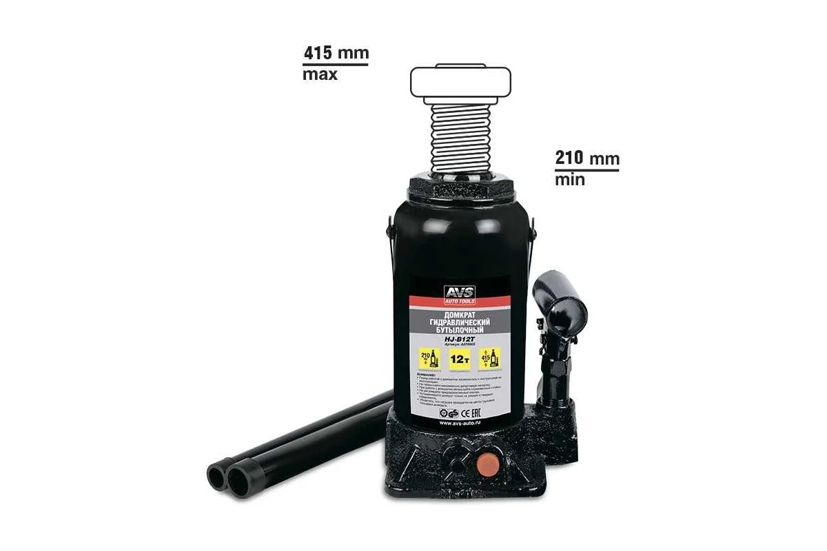 Домкрат гидравлический AVS HJ-B12T, 12т, 210-415мм