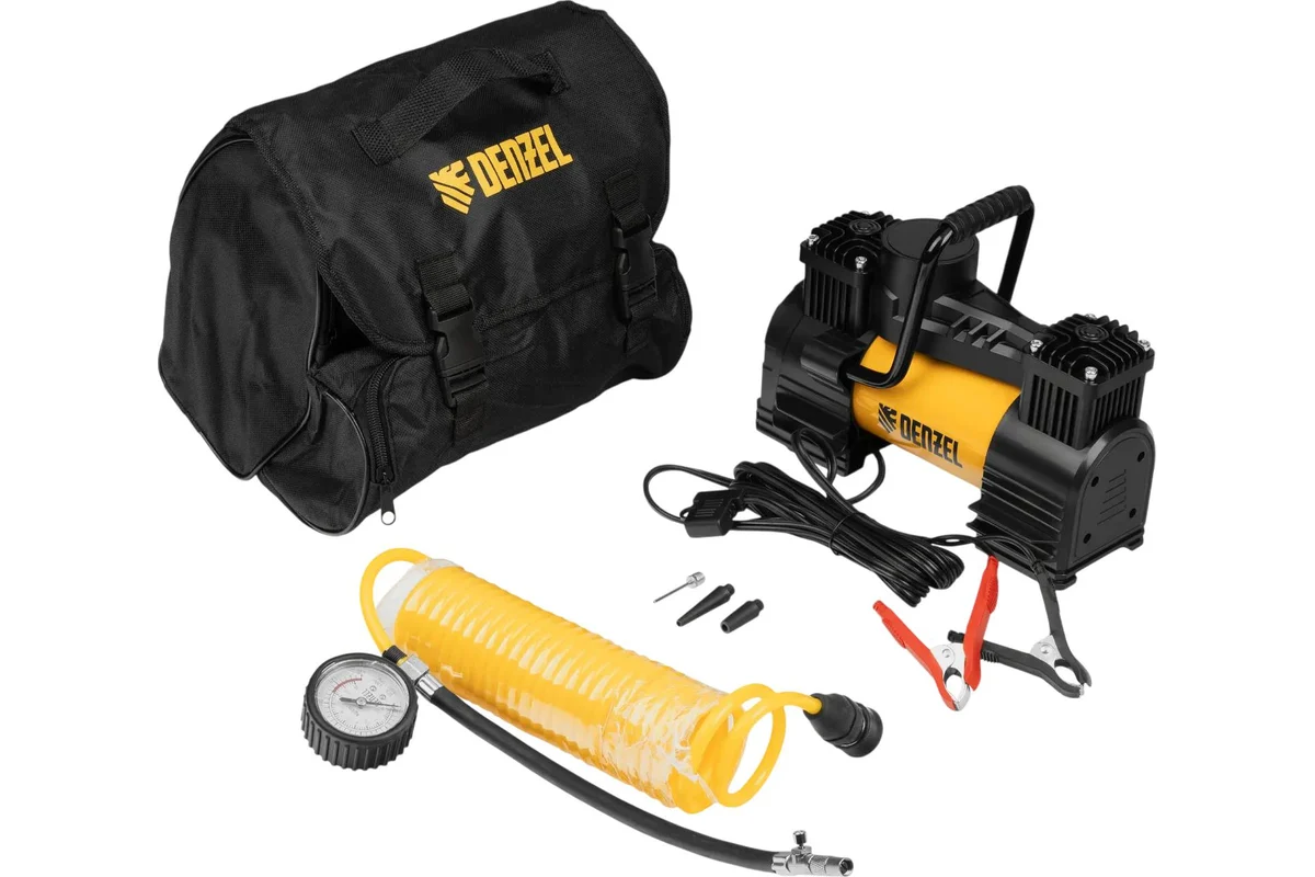 Компрессор автомобильный AC-75, 12 В, 10 атм., 75 л/мин, LED// Denzel