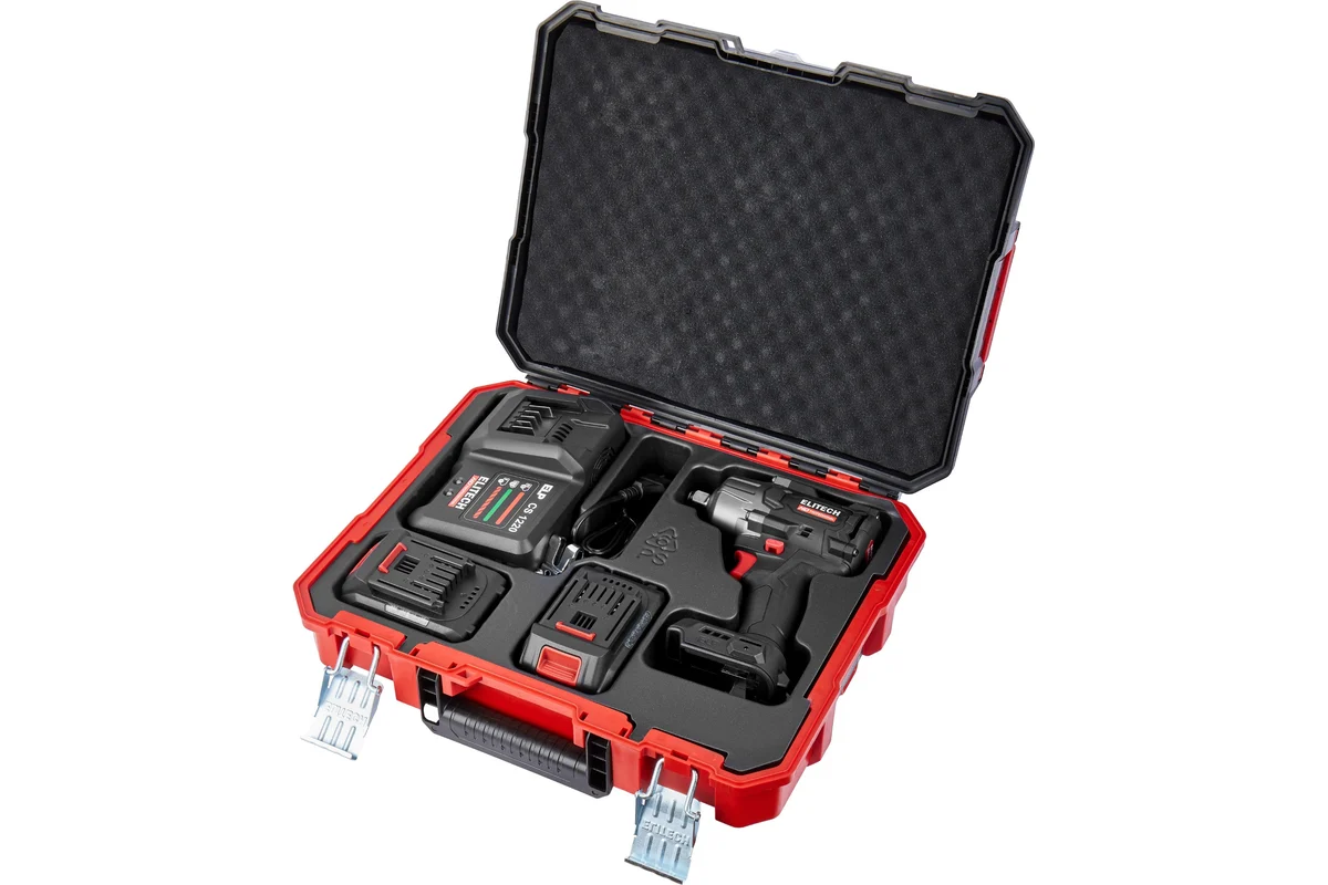 ELITECH HD CW 2009SL (E2201.059.02) Гайковерт ак(уд) б\щет, 20В, 2х4.0Ач,0-2400у\м, 900Нм, кв 1/2" 