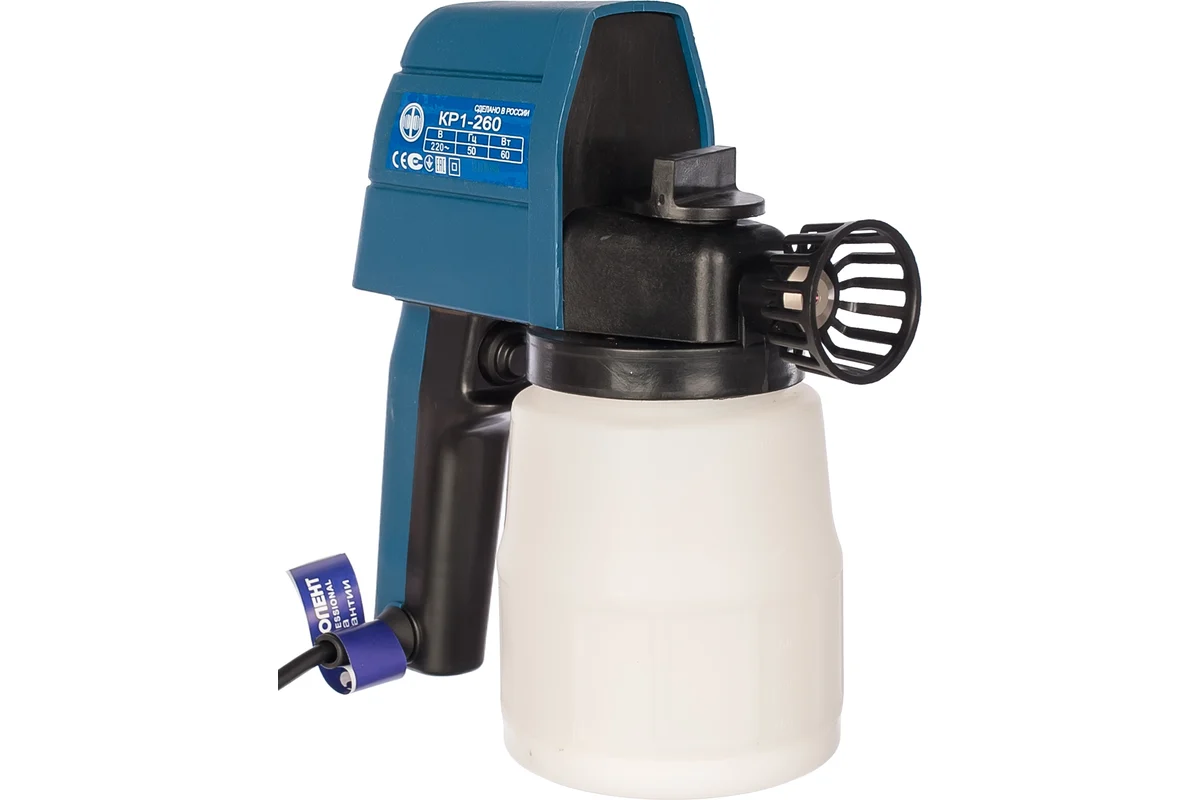 ФИОЛЕНТ КР1-260  Краскораспылитель эл., 60 Вт, 260 г/мин,  160 бар, бачок 0,7 л, 1,2 кг
