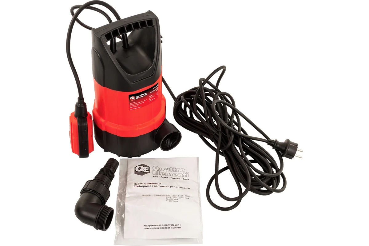 Дренажный насос QUATTRO ELEMENTI Drenaggio  300 (300 Вт, 5000 л/ч, для чистой,  6 м, 4,4кг)