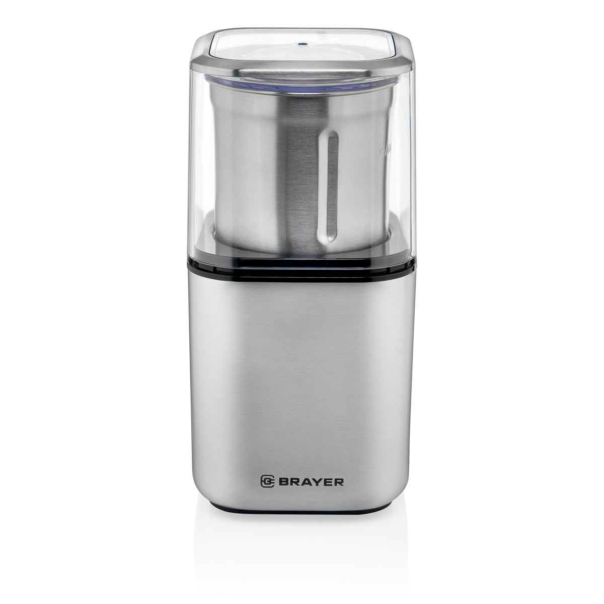 1180BR Кофемолка BRAYER, 2 ножа для мяг. и твер., 70 г.,Мощн. 200 Вт, нерж. корп, нажатием на крышку
