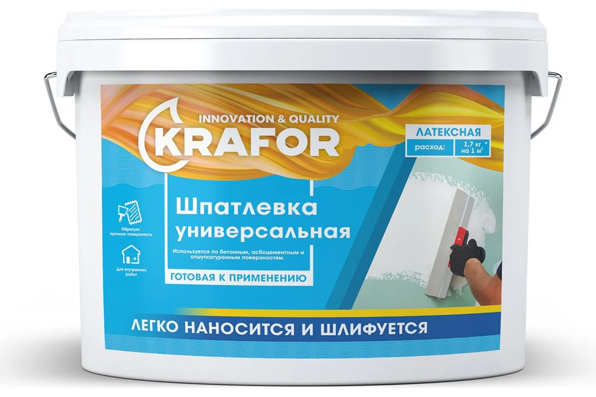 Шпатлевка латексная Krafor, 1,5 кг
