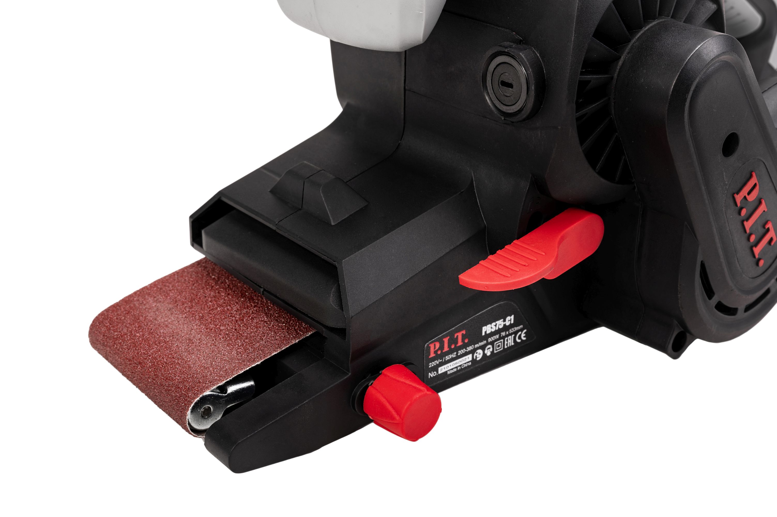Шлифмашина ленточная электрич. P.I.T. PBS75-C1 МАСТЕР (900 Вт, лента 75х533мм, 200-380об/мин)