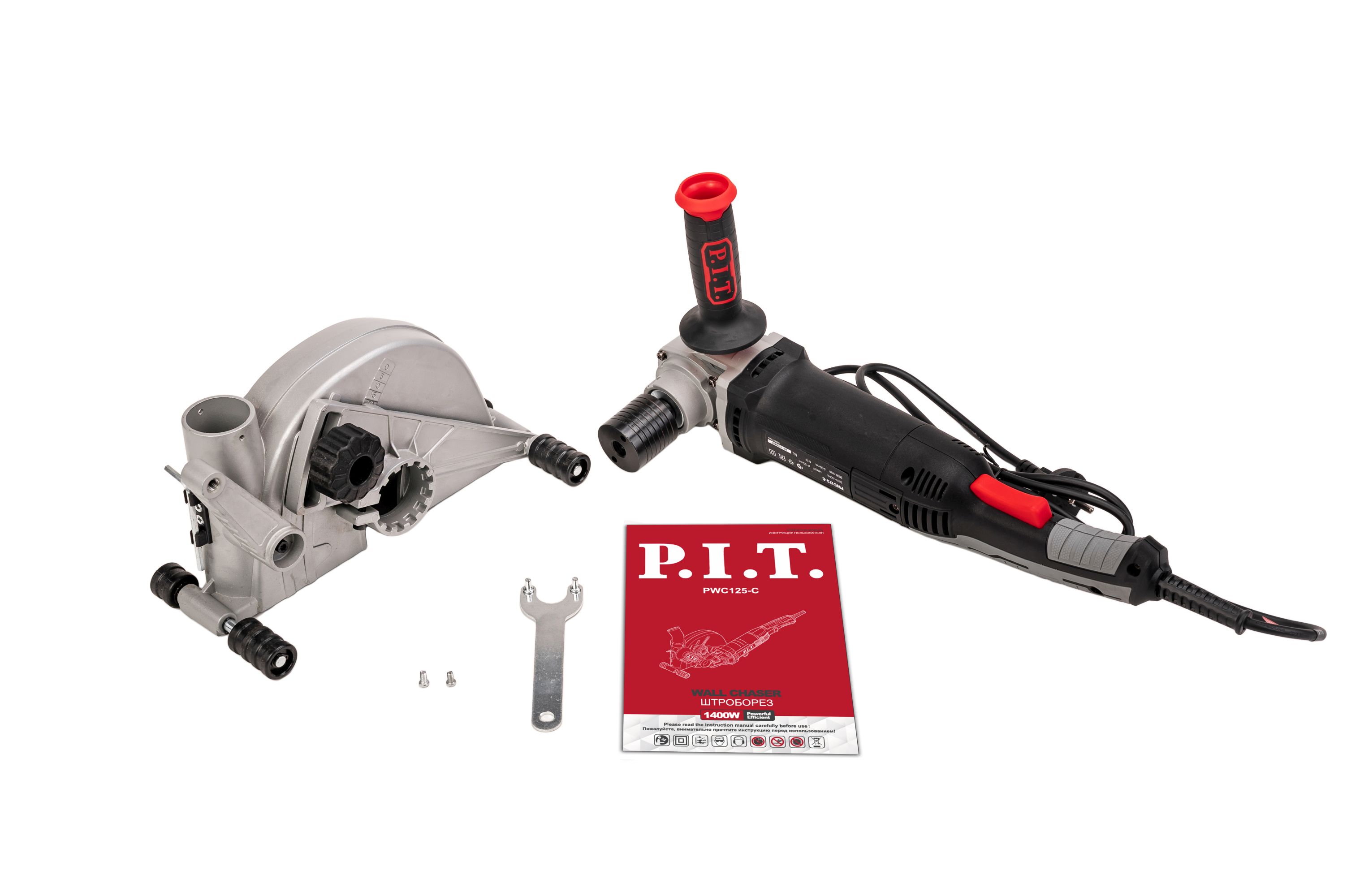 Штроборез электрич. P.I.T. PWC125-C (1400Вт, 125мм, 9000об/мин, 2 диска, глуб. 0-30мм, шир. 3-30мм)