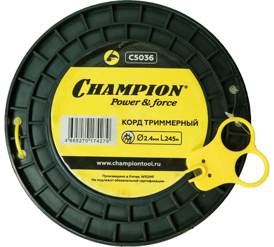 CHAMPION Корд триммерный Star 2,4мм х 245м, профиль звезда   
