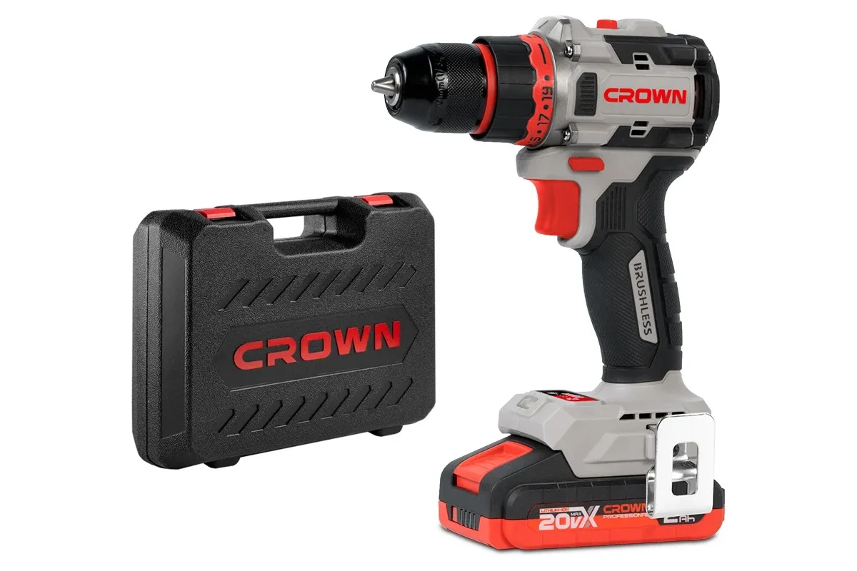 Аккумуляторная дрель-шуруповерт BL CROWN CT21128HMX-2 BMC 20В, 2*2.0Ач, 30/50Нм, кейс