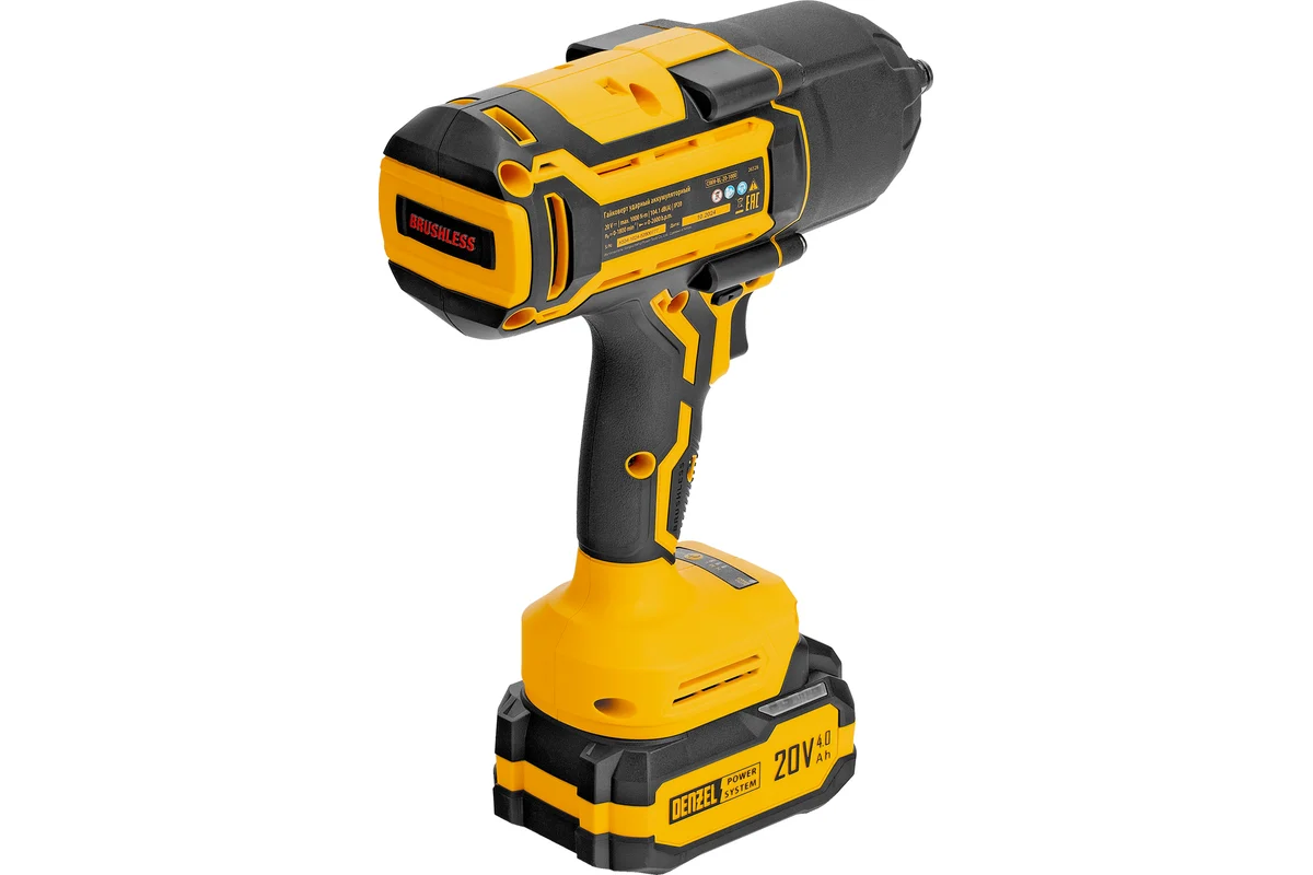 Гайковерт ударный аккумуляторный бесщет. CIWH-BL-20-1000, Li-Ion, 20 В// Denzel