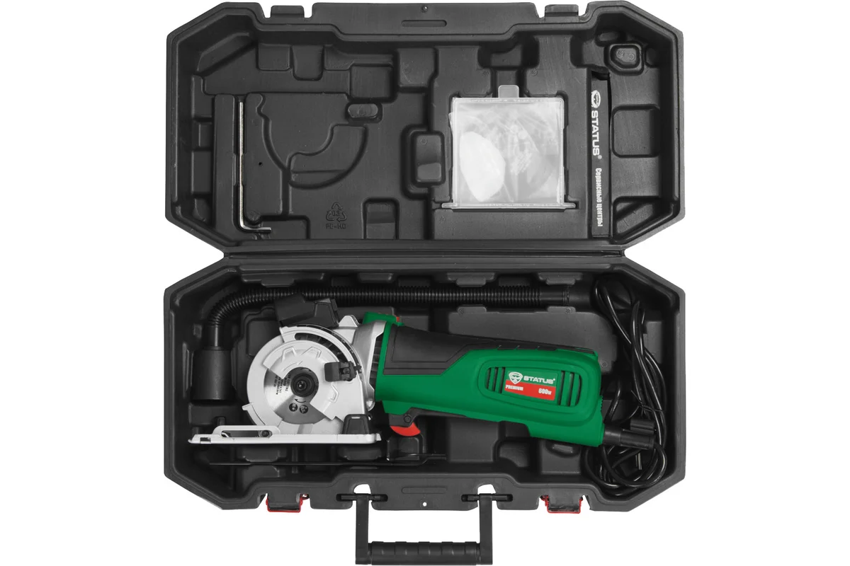 Пила дисковая унив. STATUS CP90U PRO (дер,мет,кер) 600Вт, 89х10мм,гл.28мм, 5500/мин, 3 диска, 2.3кг