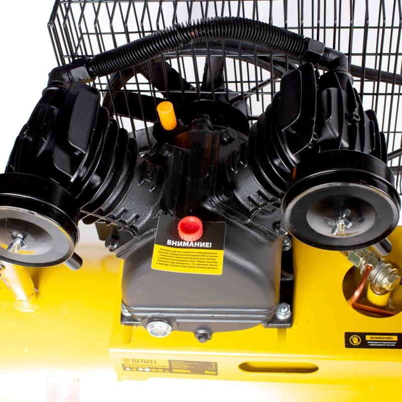 Компрессор воздушный BCV2300/100, ременный привод, 2.3 кВт, 100 литров, 440 л/мин //Denzel