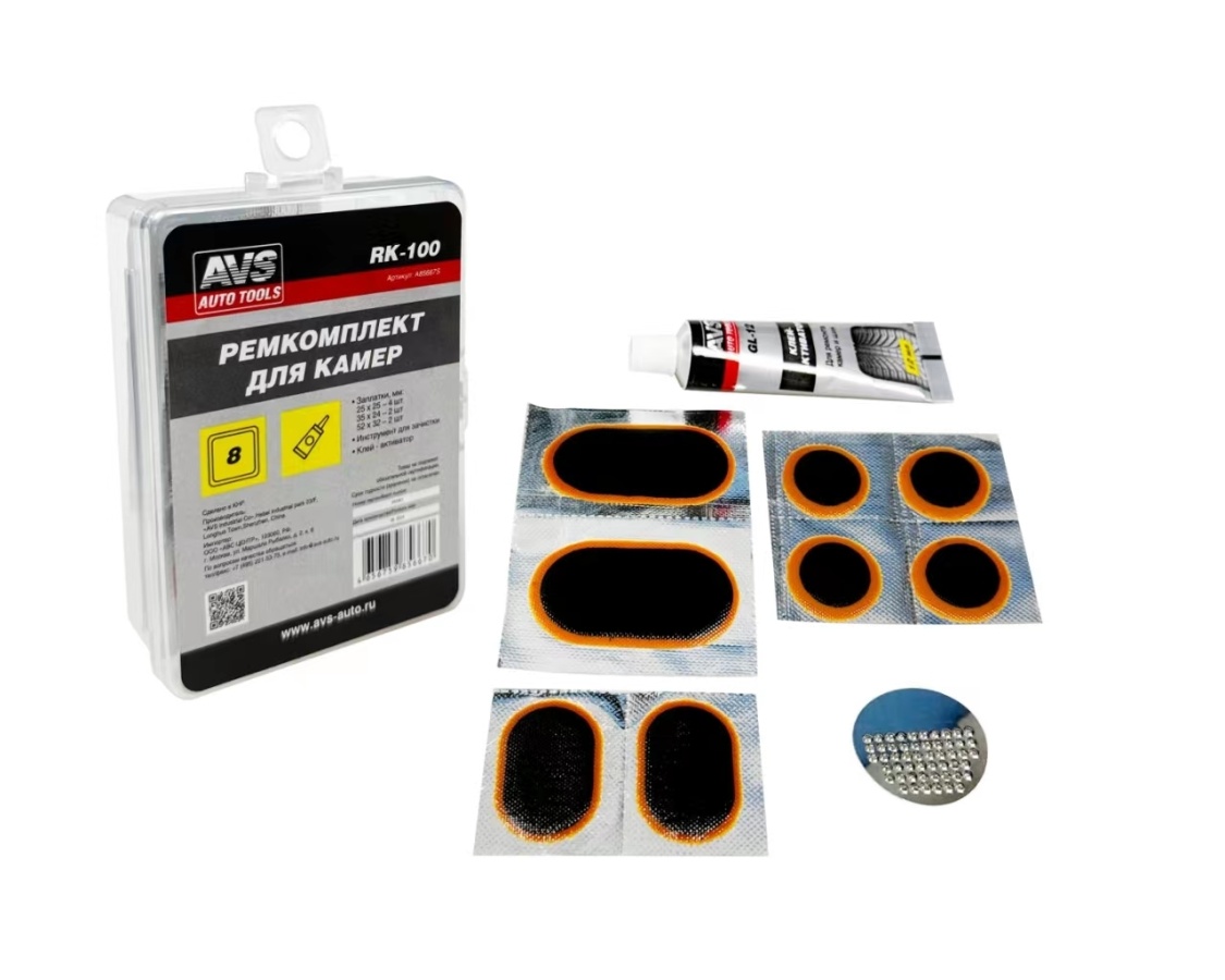 Ремкомплект для камер  AVS RK-100 (клей,8 заплаток)