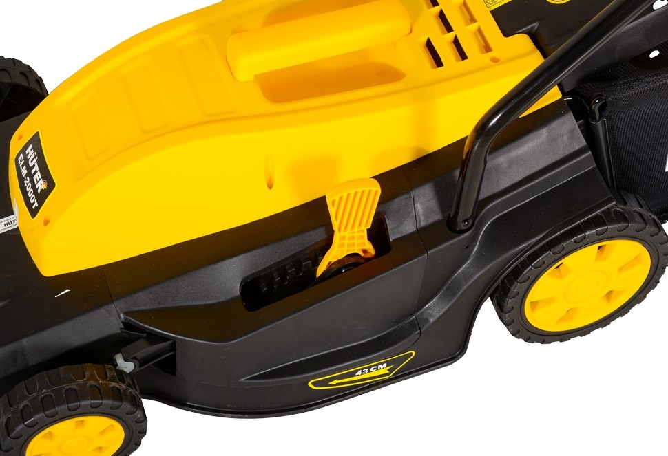 Эл.газонокосилка HUTER ELM-2000T, 2,0кВт, ширина кошения 43см, высота кош. 25-75 мм, травосб.45л.