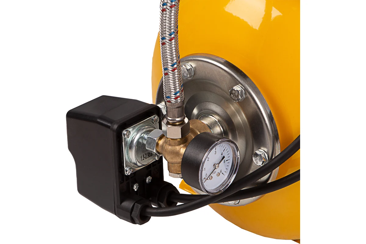 Насосная станция PS1100С, 1100 Вт, 4500 л/ч, ресивер 24 л, напор 46 м, чугун// Denzel