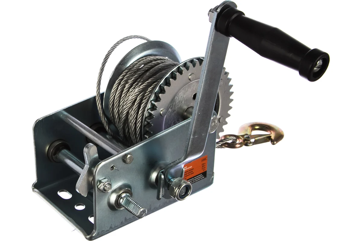 Лебедка шестеренчатая 1,2 т, трос 5,0 мм х10м //Автодело