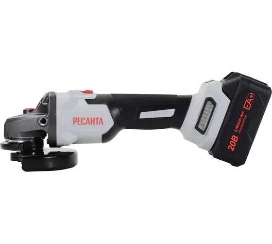 УШМ аккумуляторная АУШМ-125/20Li-R 1 АКБ и ЗУ 20 В, 4 Ач, плавный пуск,10 000 об/мин, Ø125 //Ресанта