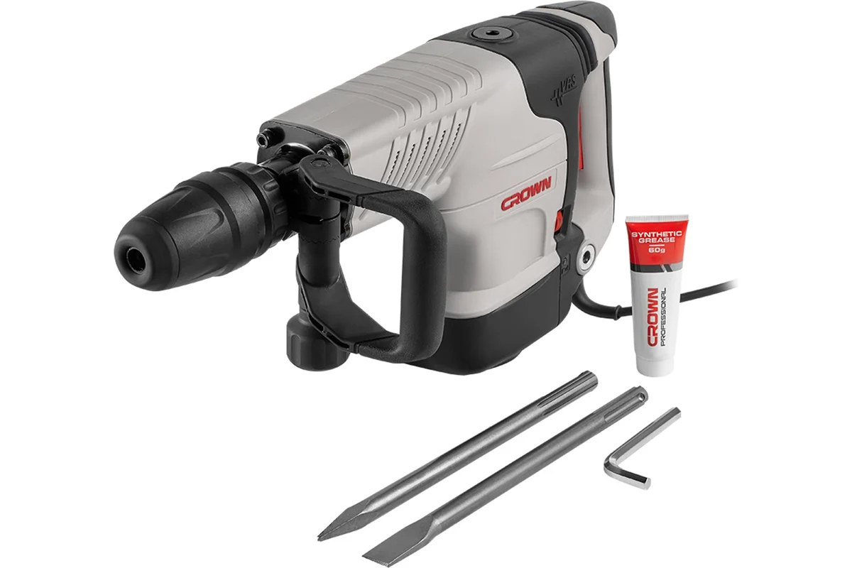 Отбойный молоток CROWN CT18123V, 1500Вт, 900-1900уд/мин,8-25Дж,SDS-max. 10,96кг.кейс.