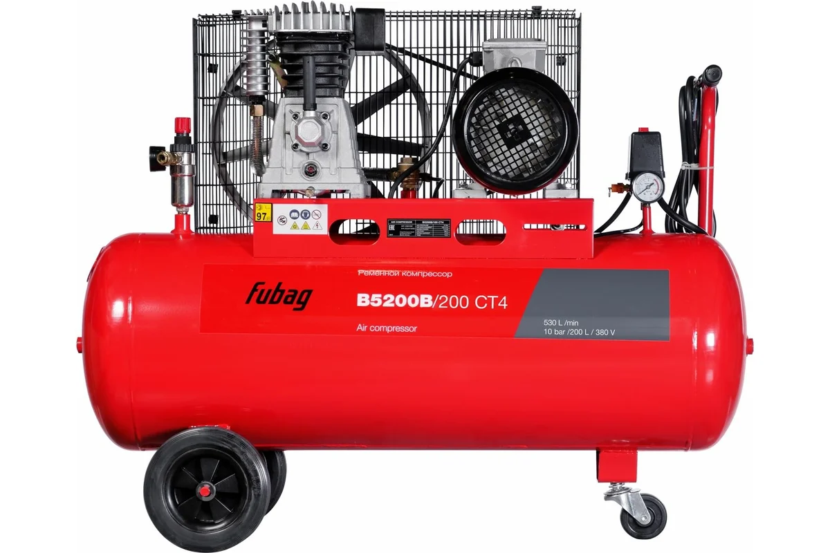 Компрессор 200л FUBAG В5200В/200 СТ4, рем, 530л/мин, 10б, 3,0кВт, 380В, 1ц/2п/1ст