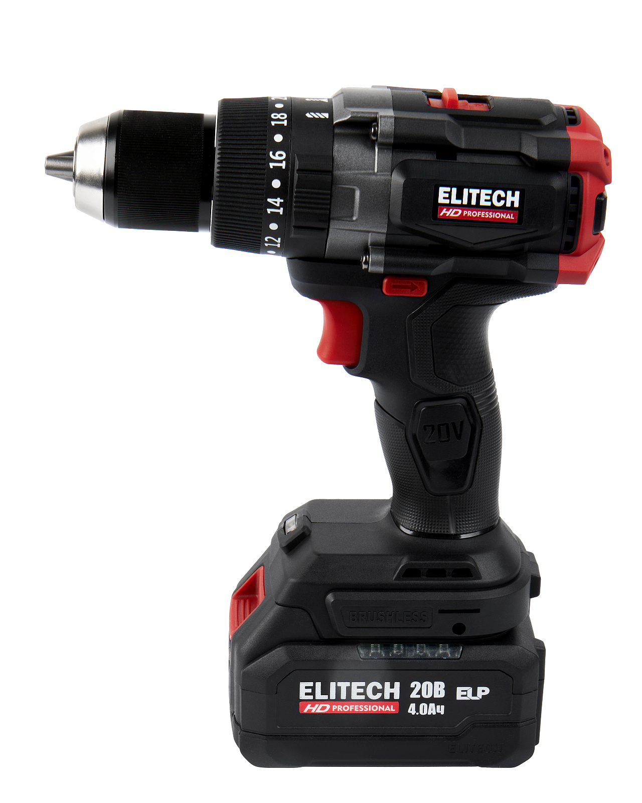 ELITECH CD 20BL2 (E2201.042.01)Дрель ак(уд),б\щет,20В,1х4.0Ач,ELP,БЗП-13мм,0-550\1600об\м,130Нм,1.4к