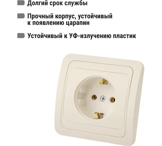 Розетка 2П+З 16А сл. кость "Валдай" TDM*