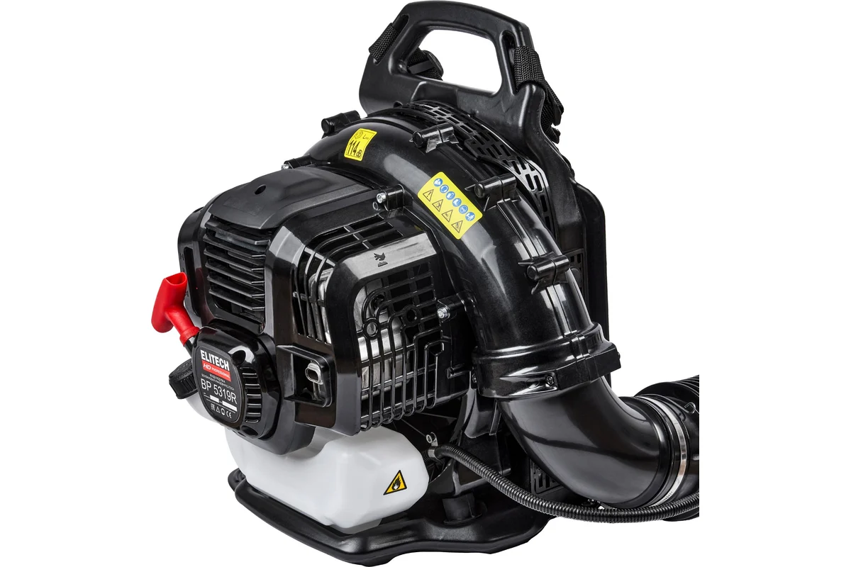 ELITECH HD BP 5319R Воздуходувка бенз.,52.8см3,1.9кВт,1450 м3\ч,78м\с,1.2л,8.9кг, ранцевая