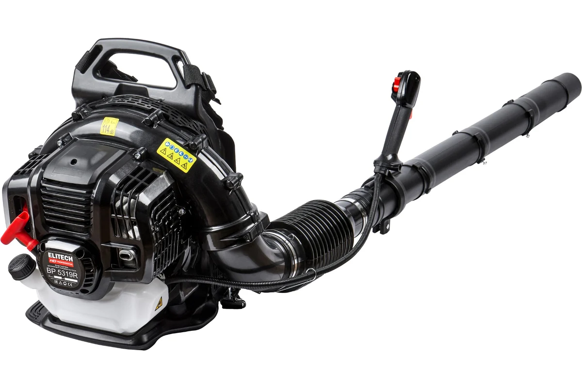 ELITECH HD BP 5319R Воздуходувка бенз.,52.8см3,1.9кВт,1450 м3\ч,78м\с,1.2л,8.9кг, ранцевая