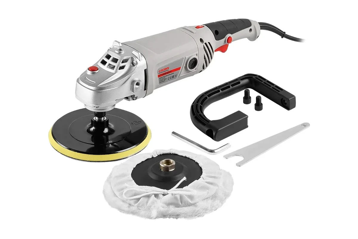Полировальная машина CROWN CT13302MV, 1300Вт, 400-3000 об/мин, диск 180 мм
