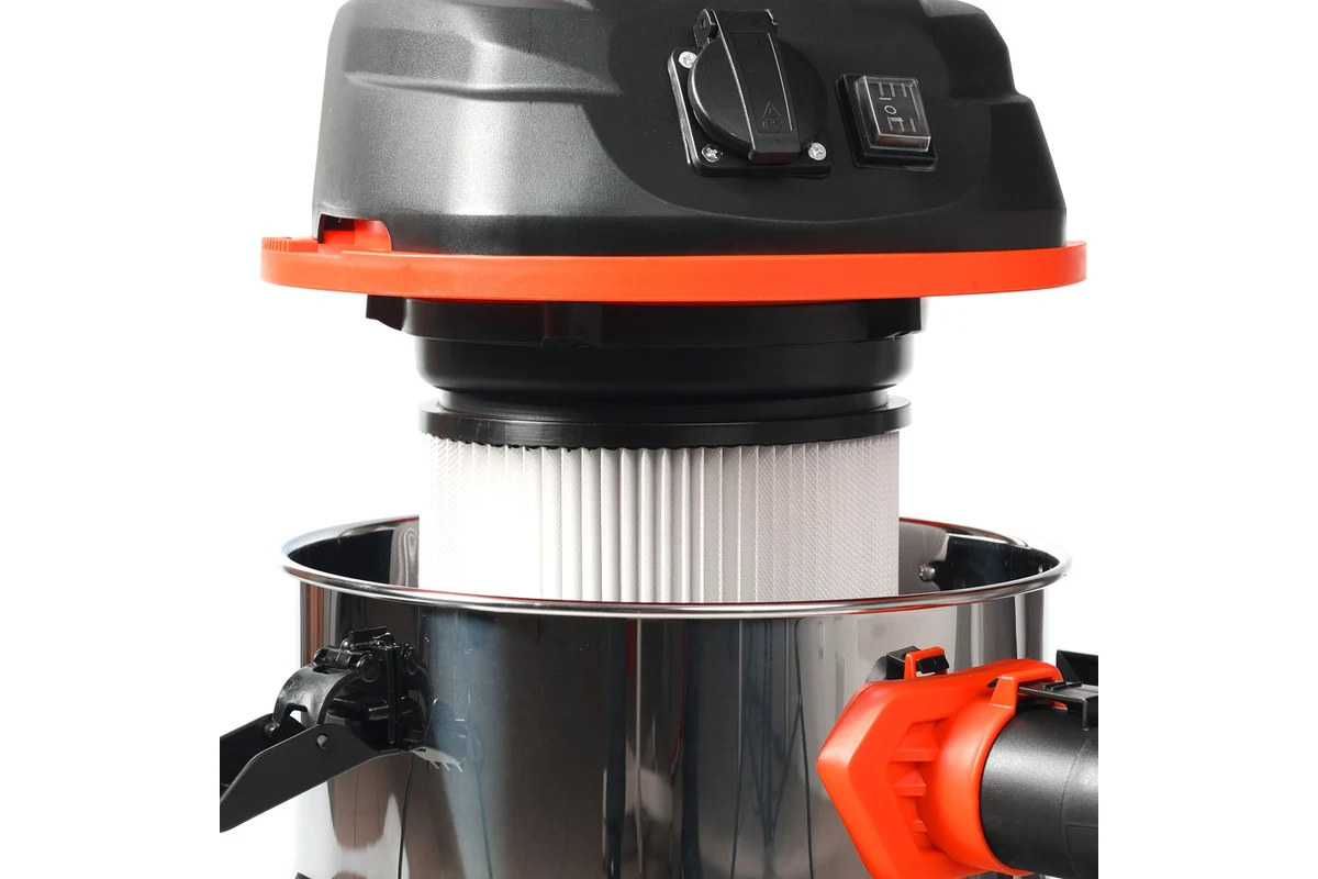 Пылесос промышленный PATRIOT VC 330, нержавеющий бак, HEPA-фильтр, розетка