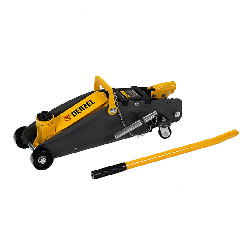 Домкрат гидравлический подкатной с фиксатором, 2,8 т, 135-385 мм, в кейсе// Denzel