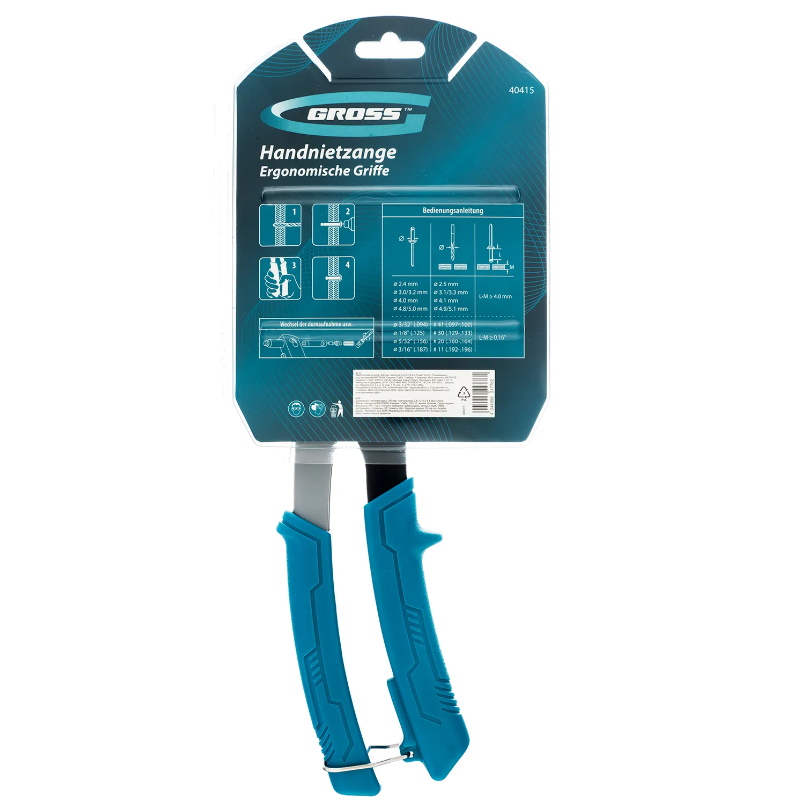 Заклепочник ручной, 260 мм, заклепки 2,4-3,2-4,0-4,8 мм// Gross