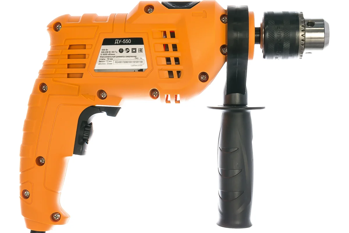 Дрель ударная ДУ-550 Вихрь, 550 Вт, 1-ск, КЛП 13мм, 0-3000 об/мин, 1,7 кг