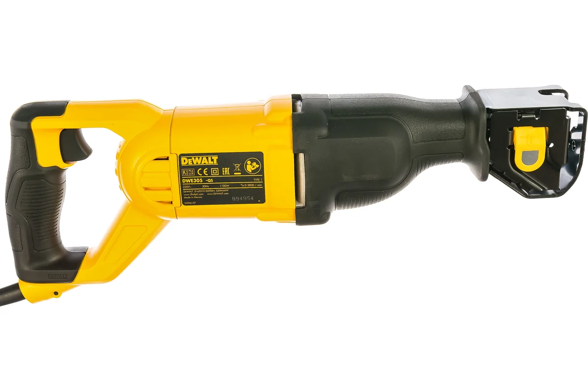 Пила сабельная DWE 305 PK  DeWalt, 1100Вт,0-2800об\м,ход-29мм,рез-280мм,3.5кг,чем
