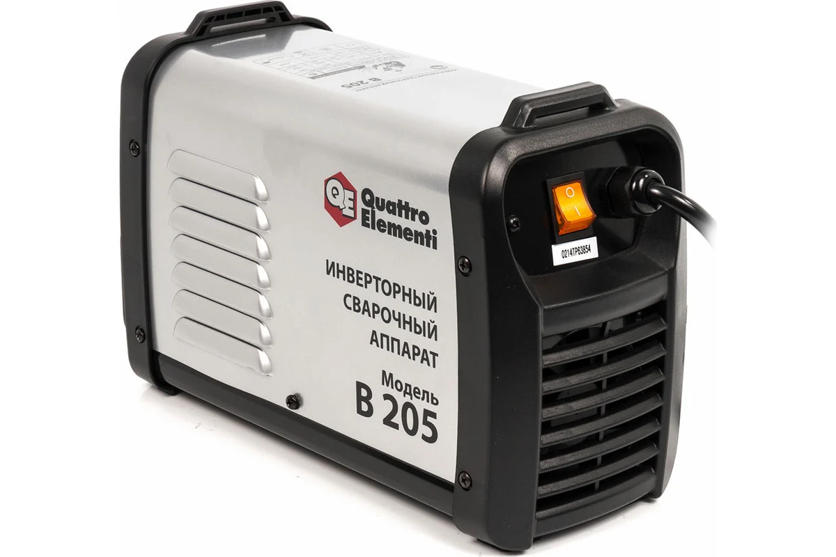 Аппарат электродной сварки, инвертор QUATTRO ELEMENTI B 205 (205 А, ПВ 80%, до 5.0 мм, 5.3 кг, Диспл
