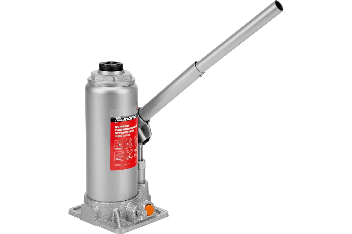 Домкрат гидравлический бутылочный, 8 т, h подъема 230-457 мм// Matrix