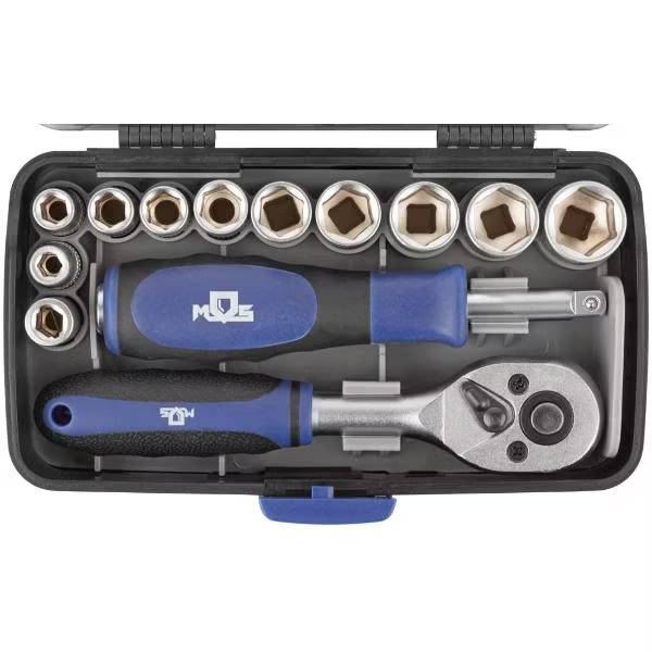 Мини-набор инструмента (биты, головки, вороток, удлинитель), 38 шт., пластиковый кейс