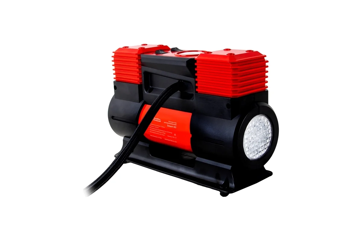Компрессор автомобильный Smart 65 (12 Вольт,65л/мин,200Вт фонарь,сумка) //QUATTRO ELEMENTI