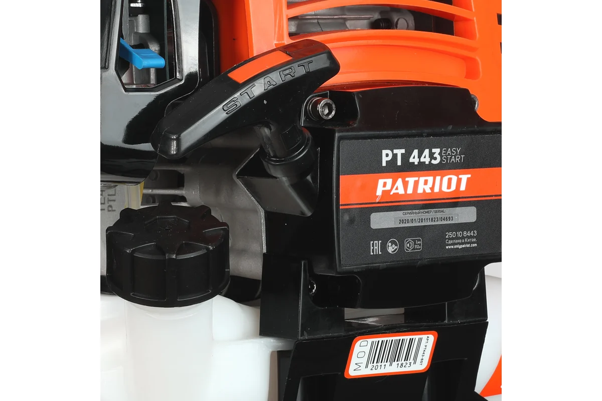 Бензотриммер PATRIOT T443 2,5 л/с, бак 1,1 л, 2-тактн. двиг., неразб. штанга