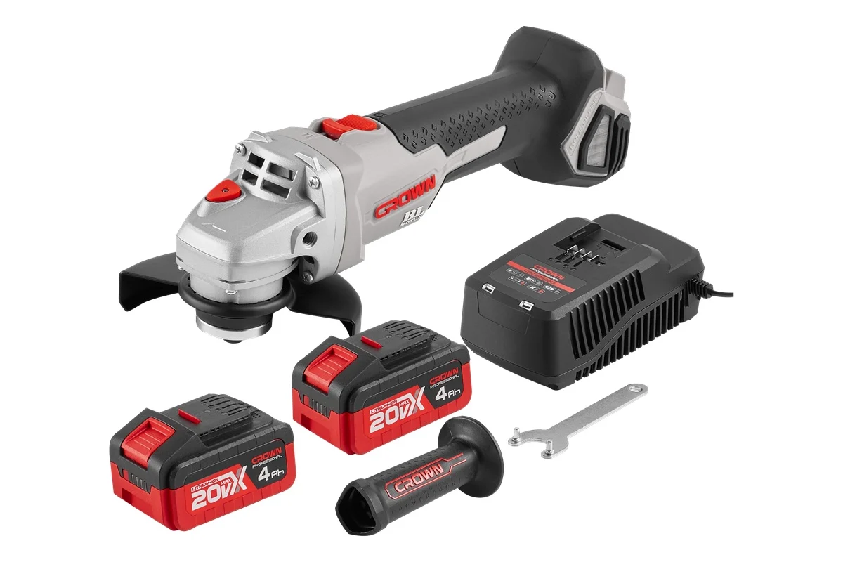 Аккум. УШМ CROWN CT23001-125HX-4 ВМС,Ø125мм, 8000 об/мин, 4 А/ч,20В, 2,51кг.