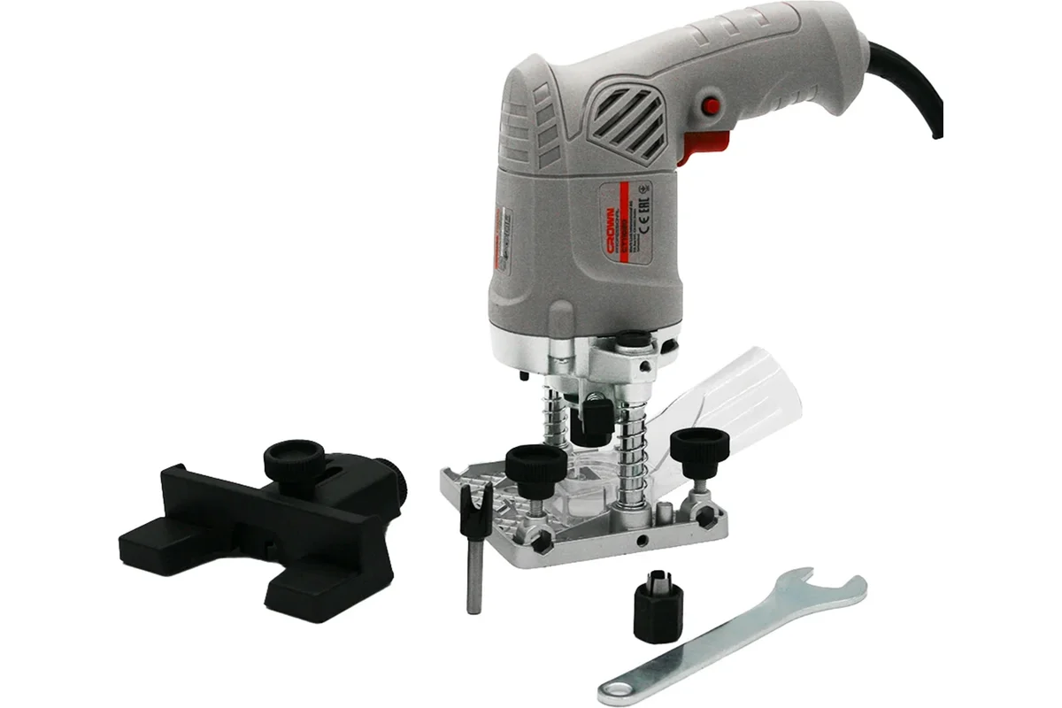 Кромочно-петлевой фрезер CROWN CT11020, 430Вт, 26000об/мин, цанга 6мм