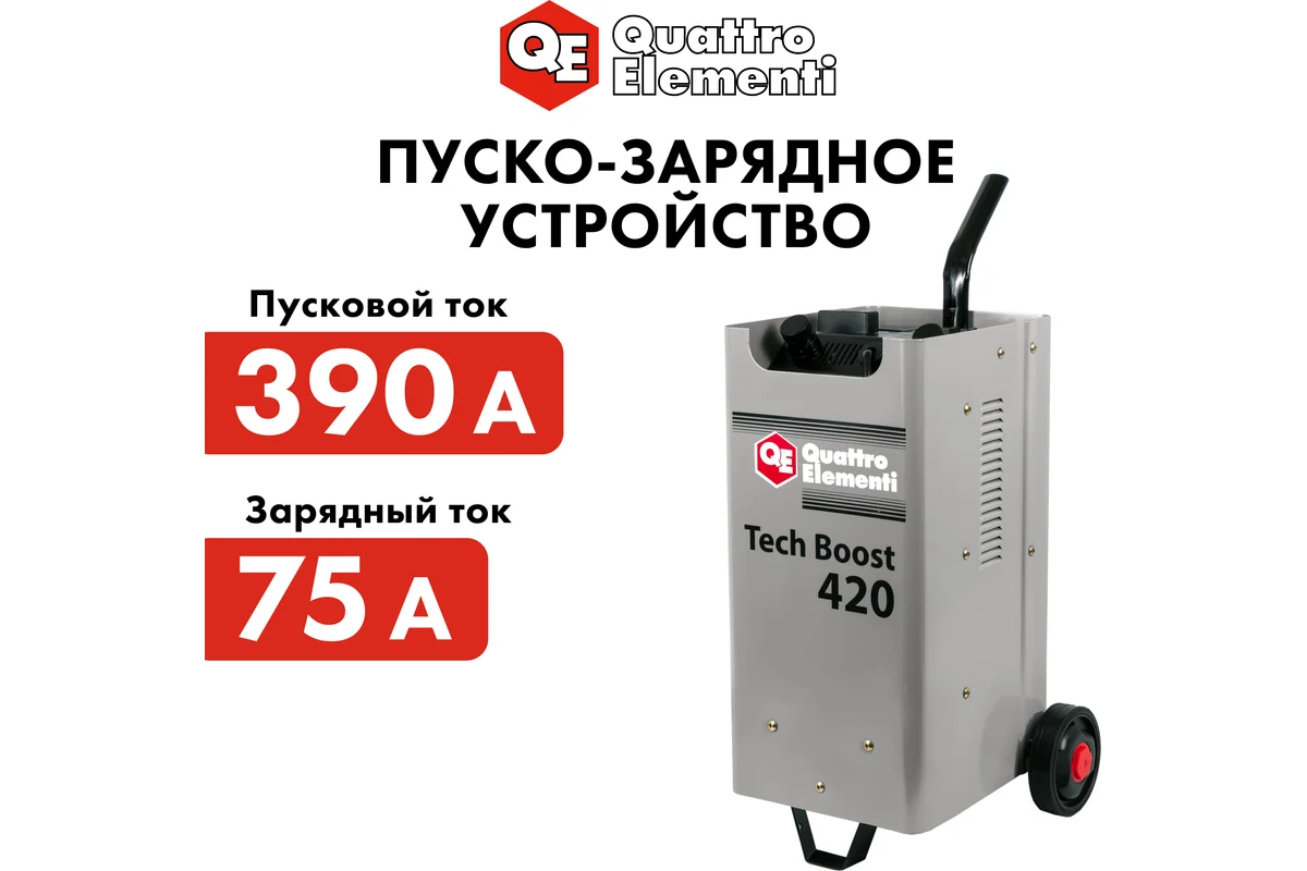 Пуско-зарядное устройство QUATTRO ELEMENTI Tech Boost 420 ( 12 / 24 Вольт, заряд до 75А, пуск до 390